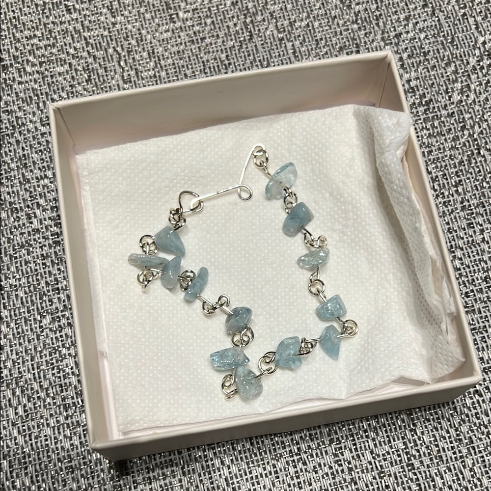 Elegant Silver and Blue Gemstone Bracelet